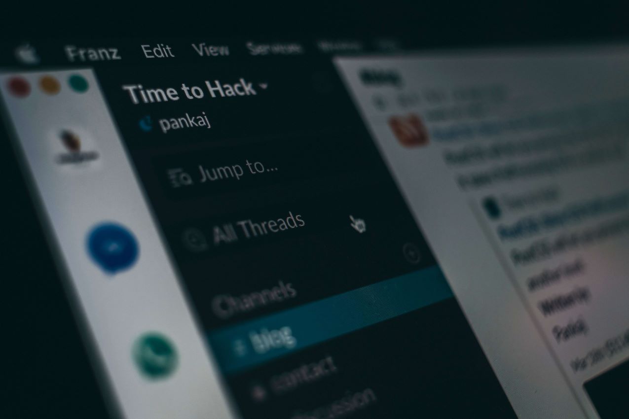 An image of someones computer screen with their slack channel visible